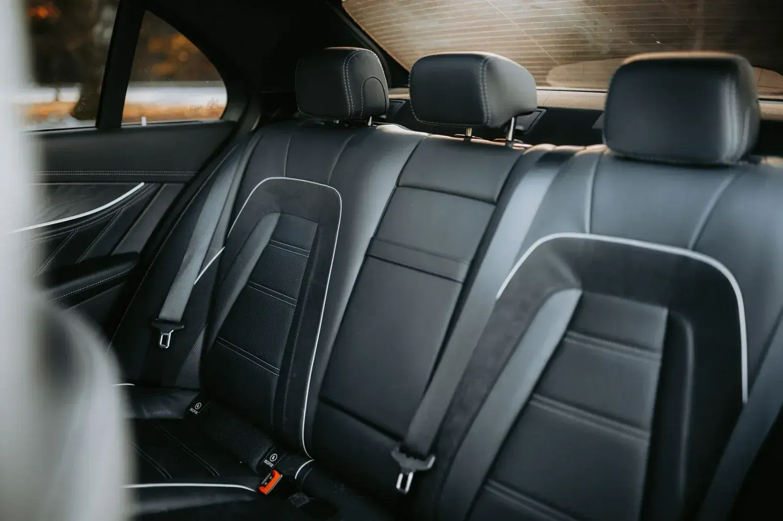 The back seat of an executive sedan